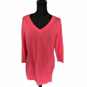Exertek Pink peach 3/4 sleeve mesh V-neck top